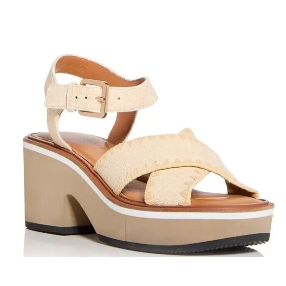 Clergerie Women's Charline Platform Sandal, White Leather, Size 6